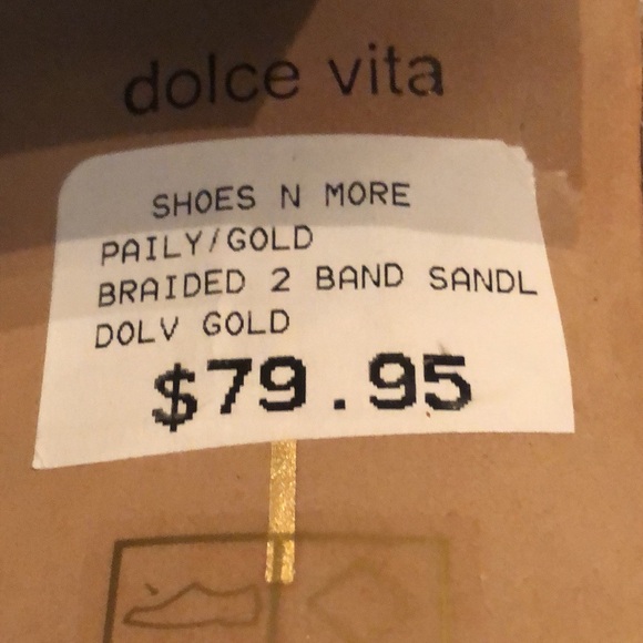 *NEW dolce vita gold lame braided sq toe sandal slide on chunky heels - Picture 8 of 11